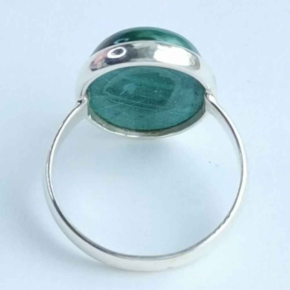 Sterling Silver Malachite Ring Size 6